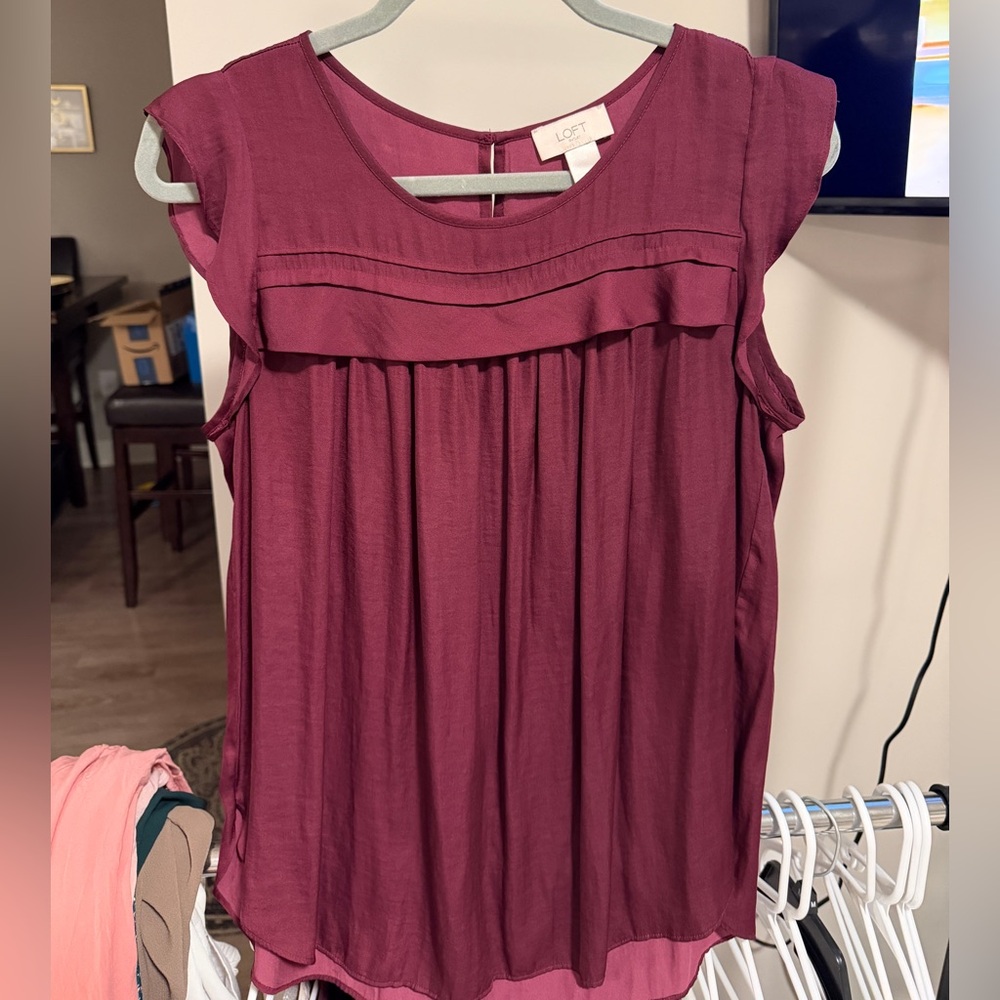 LOFT Rich Burgundy Sleeveless Top